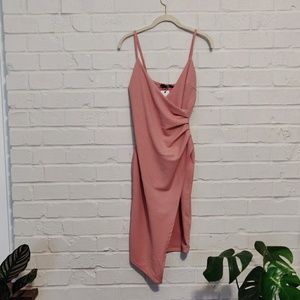 Strappy Wrap Pleated Bodycon Midi Dress